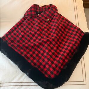 Plaid Red and Black Women's Cape